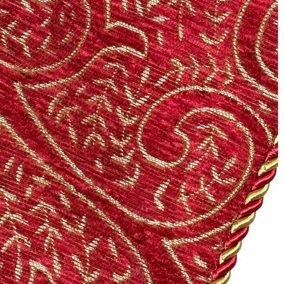 Christmas Holiday Victorian Style Red Gold Textured Rope Trim Stocking Large - Picture 7 of 9